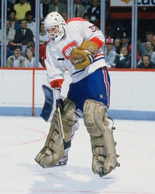 Patrick Roy in goal for the Montreal Canadiens